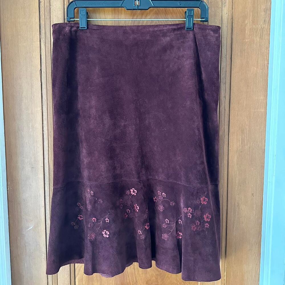 Vintage Y2K Leather Embroidered Skirt